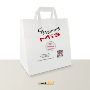 Papieren draagtas 22x10x28cm bruin met eigen LOGO geen minimale afname